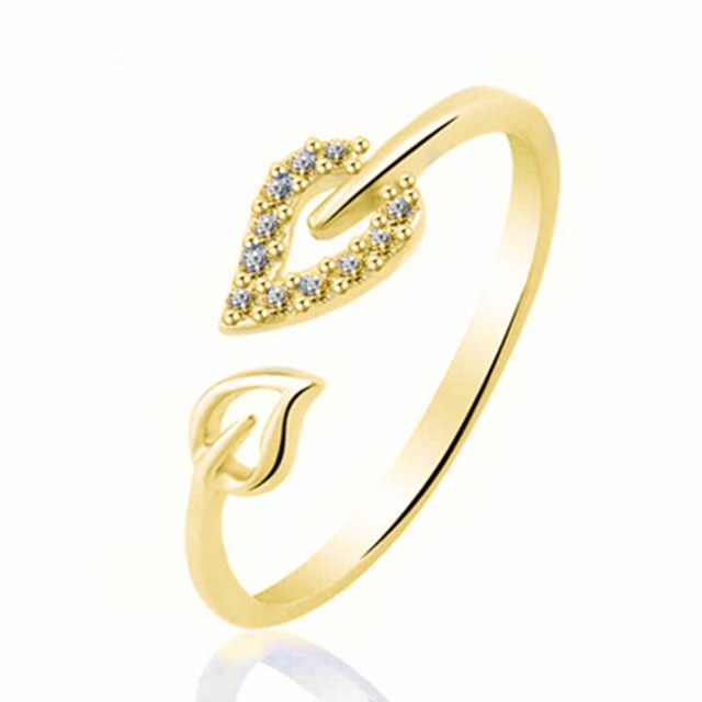 Gold-color Leaves Finger Ring