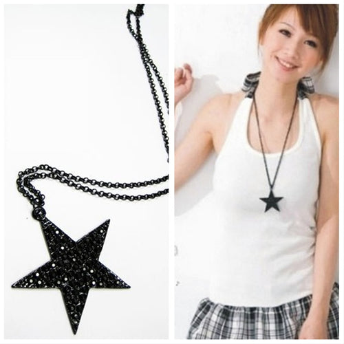 Jewelry Black Pentagon Five-pointed Star Pendant Necklace