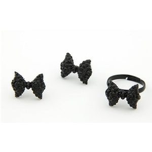 Cute Black Bowknot Jewelry Set