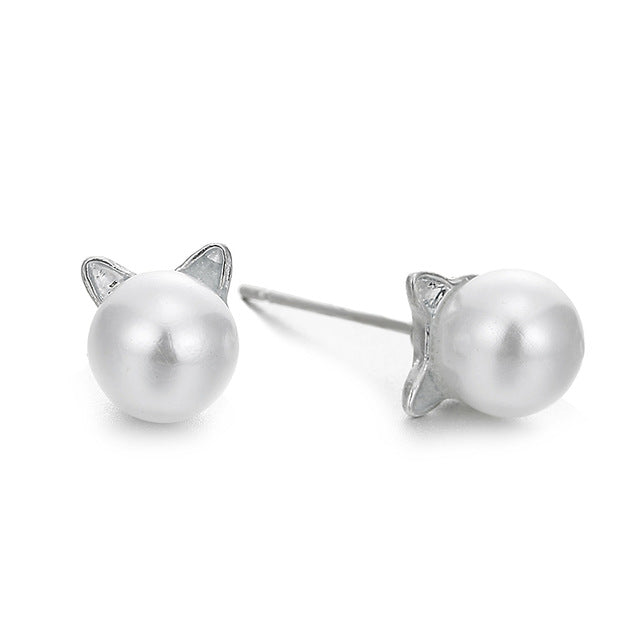 Cute Cat Simulated Pearl Jewelry Sets