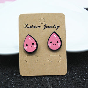 Cute Cartoon Rose Watermelon Cherry Stud Earrings