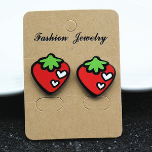 Cute Cartoon Rose Watermelon Cherry Stud Earrings