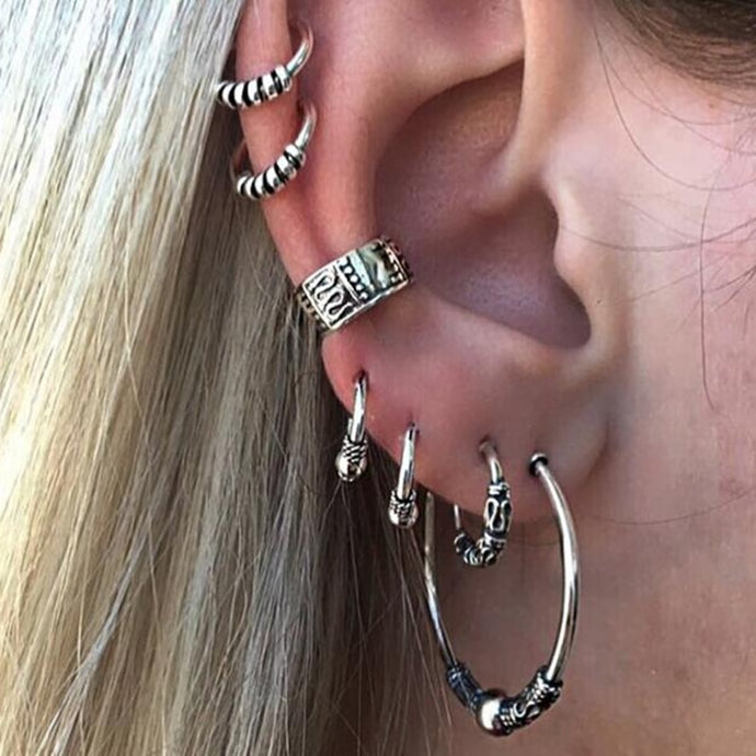 Bohemian Style Silver Color Earring Set