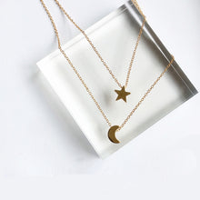 Load image into Gallery viewer, Gold Color Moon Star Sun Pendant Necklace