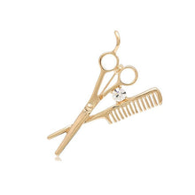 Load image into Gallery viewer, Fashion Gold Color Comb Scissors Brooches