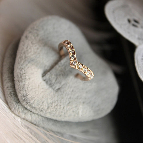 Gold-color Jewelry Love Heart Crystal Finger Ring