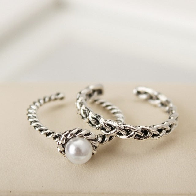 Adjustable Pearl Ring Set