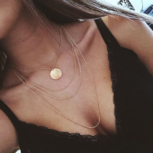 trendy jewelry copper choker multi layer necklace