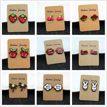 Load image into Gallery viewer, Cute Cartoon Rose Watermelon Cherry Stud Earrings