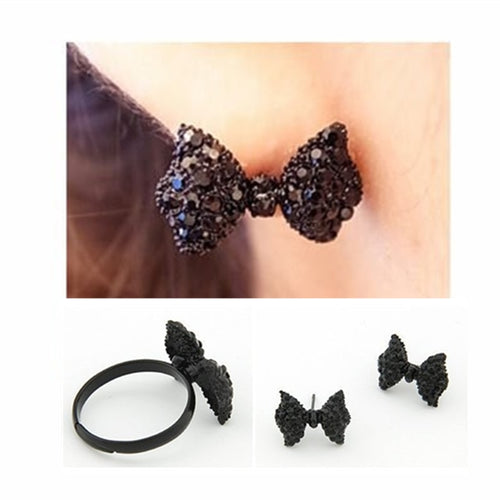 Cute Black Bowknot Jewelry Set